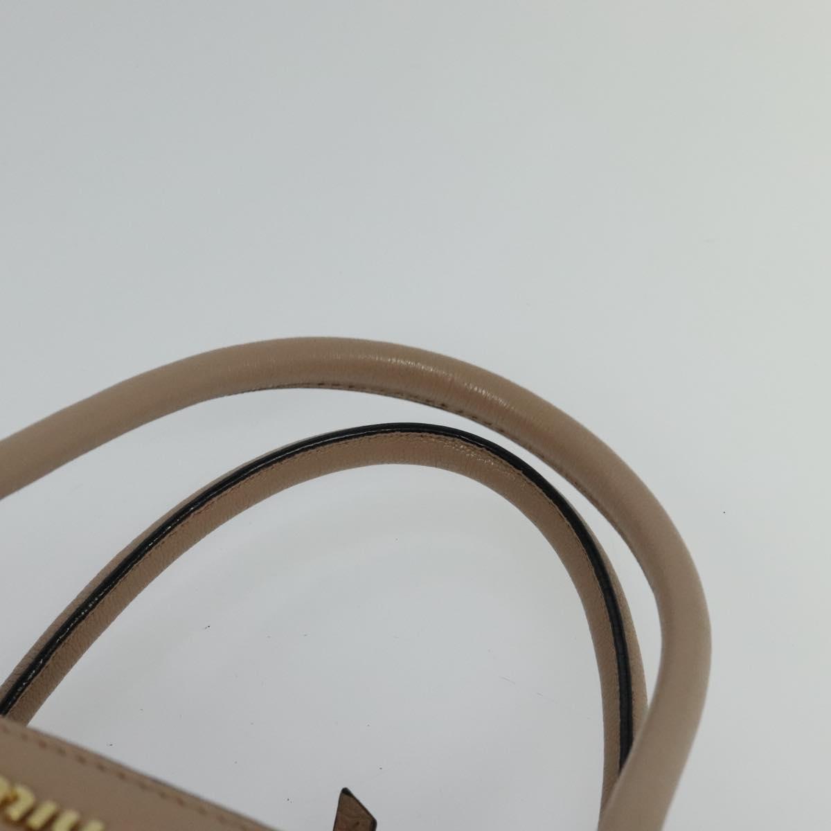 Miu Miu Tote Bag Leather 2way Beige Gold Auth 122923