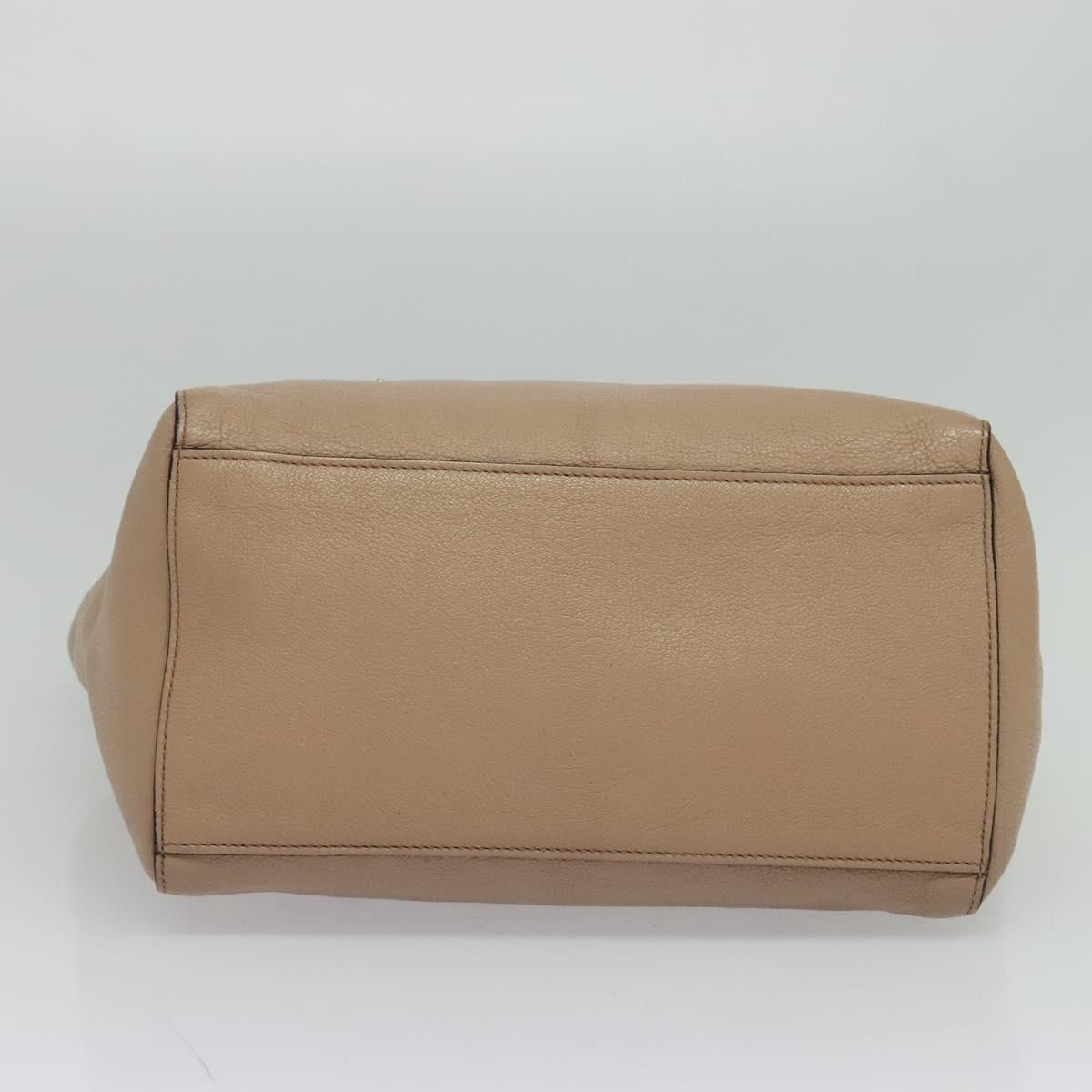 Miu Miu Tote Bag Leather 2way Beige Gold Auth 122923