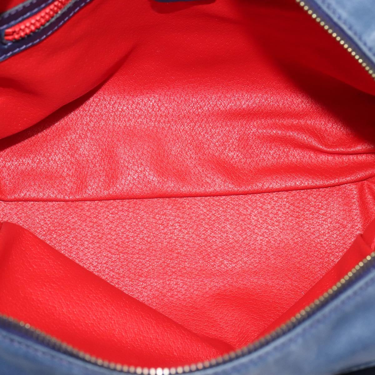 CELINE Hand Bag Leather 2way Blue Gold Auth 122924