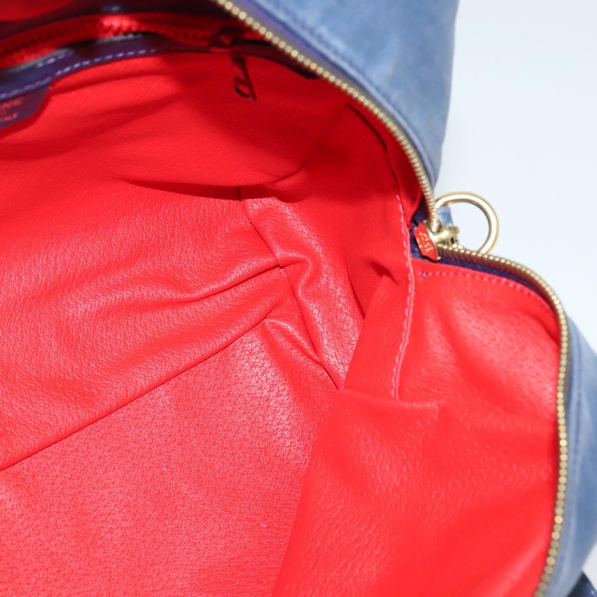 CELINE Hand Bag Leather 2way Blue Gold Auth 122924