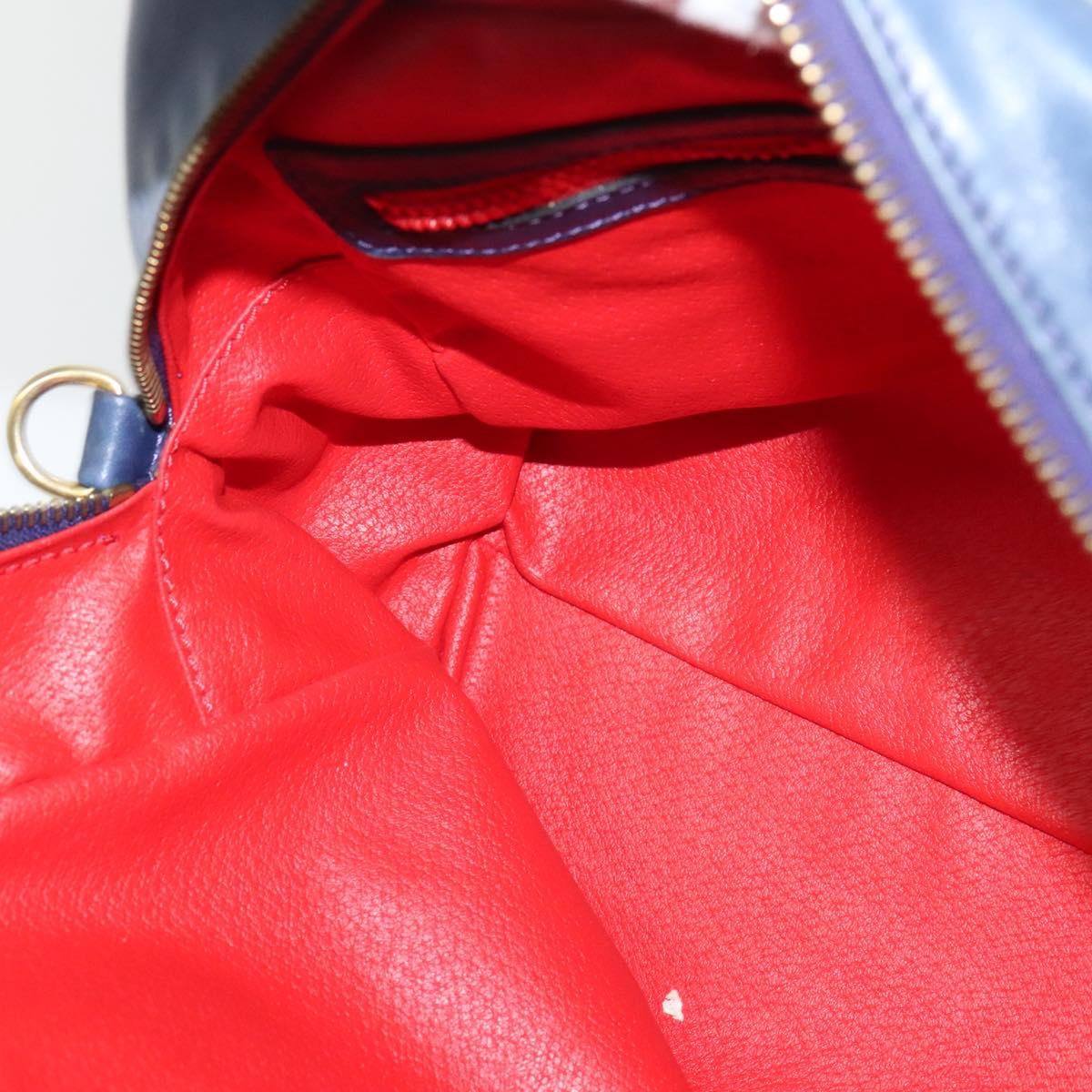 CELINE Hand Bag Leather 2way Blue Gold Auth 122924