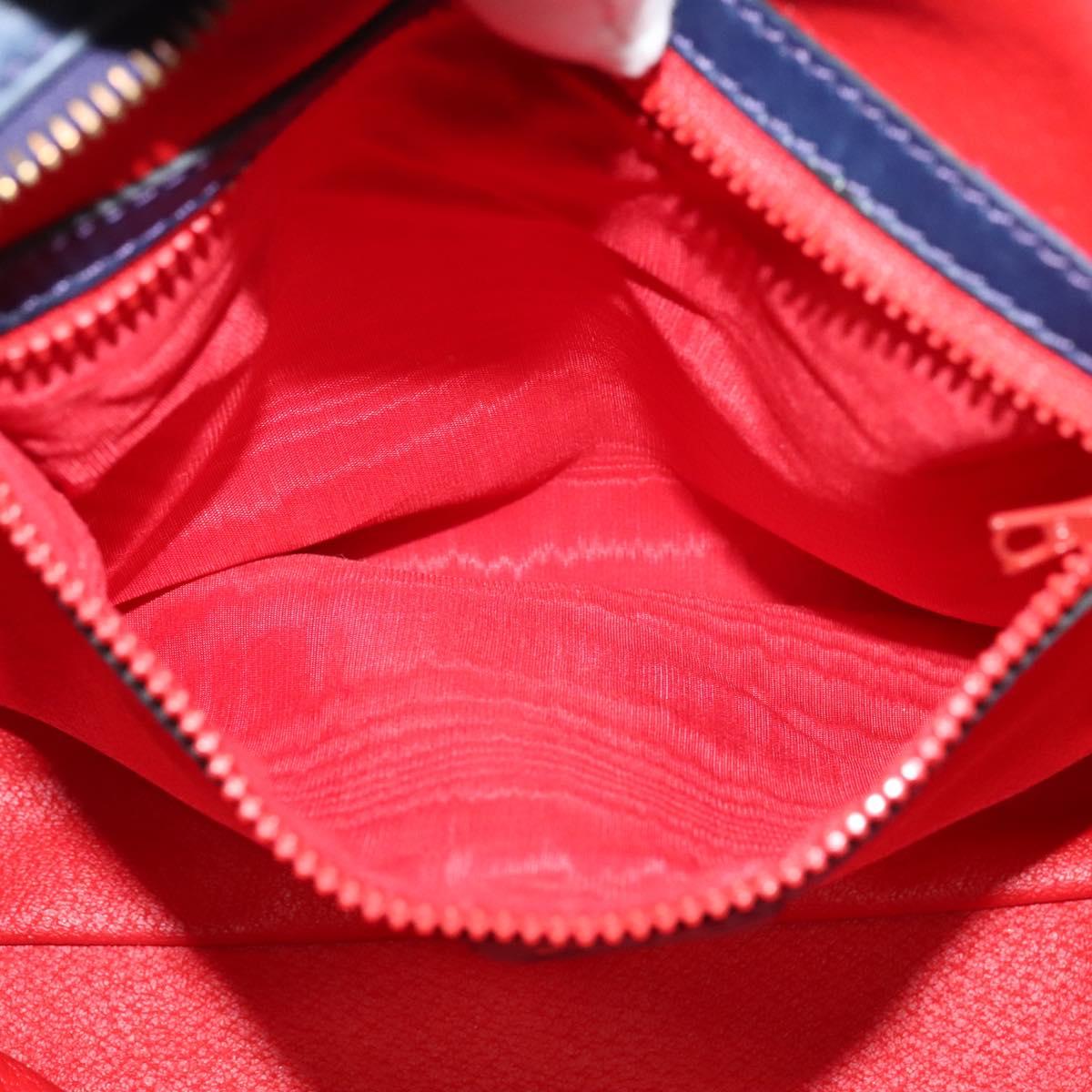 CELINE Hand Bag Leather 2way Blue Gold Auth 122924