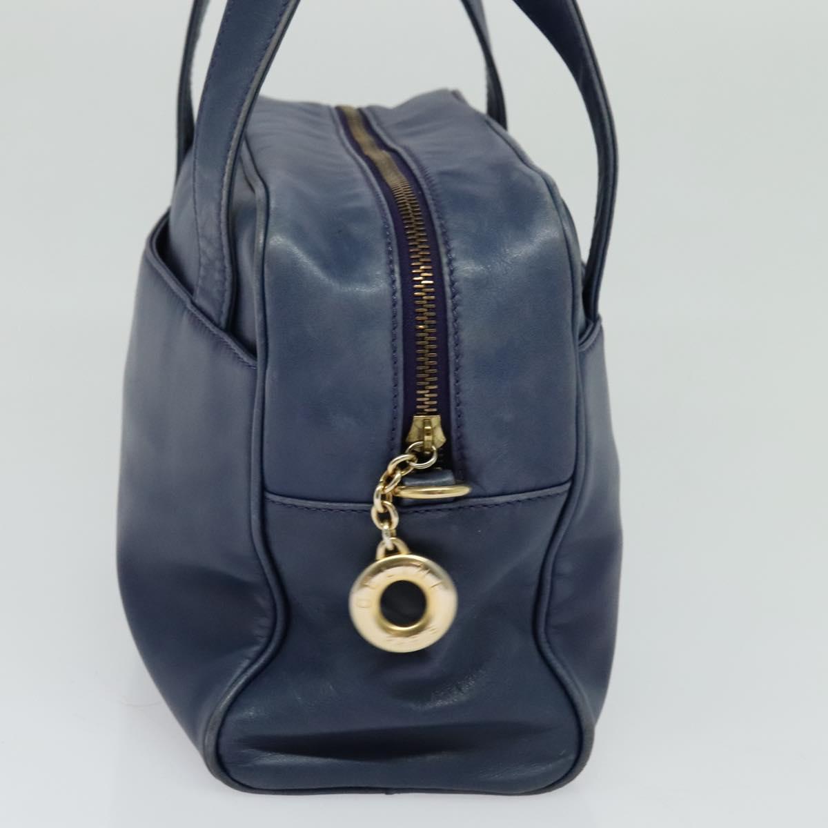 CELINE Hand Bag Leather 2way Blue Gold Auth 122924
