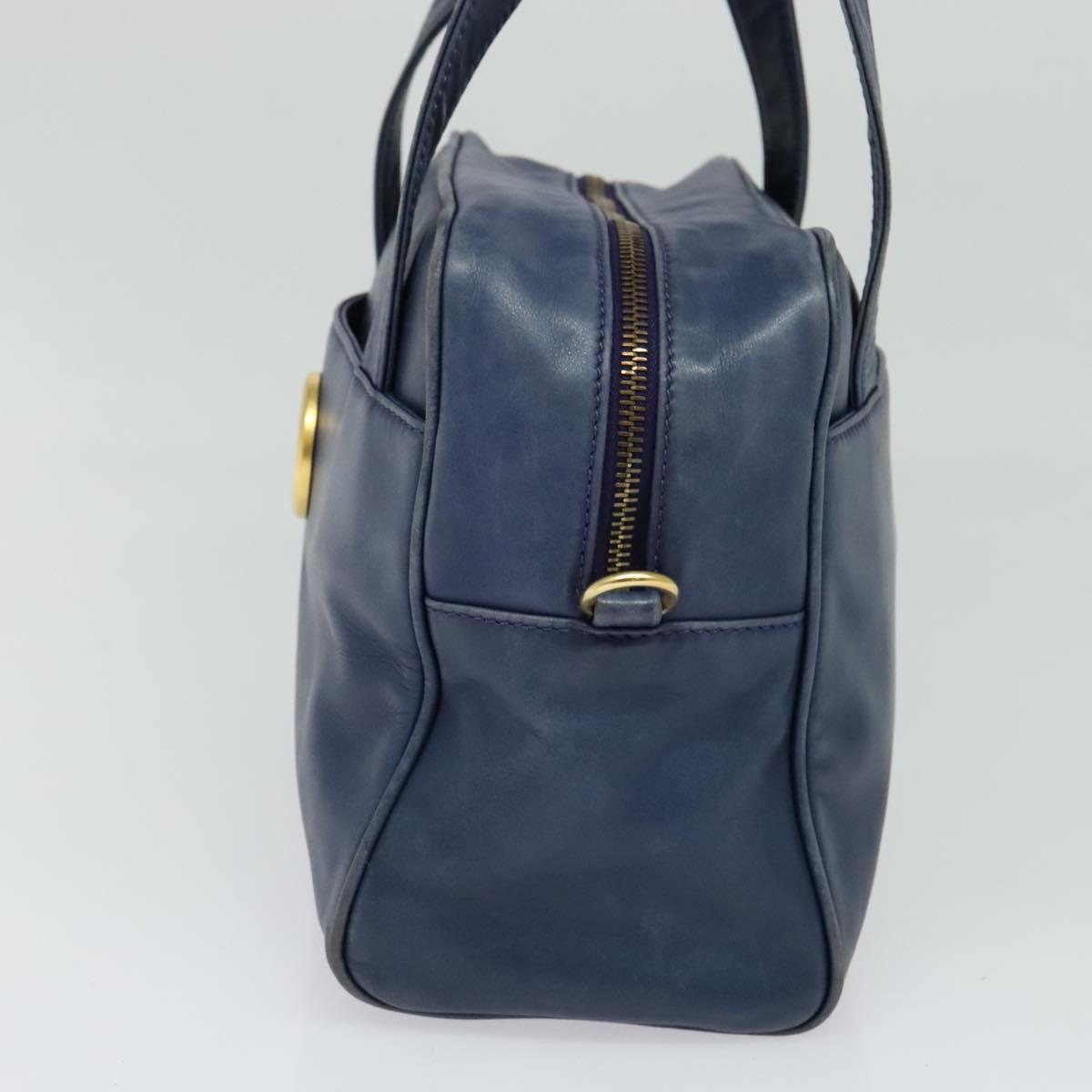 CELINE Hand Bag Leather 2way Blue Gold Auth 122924
