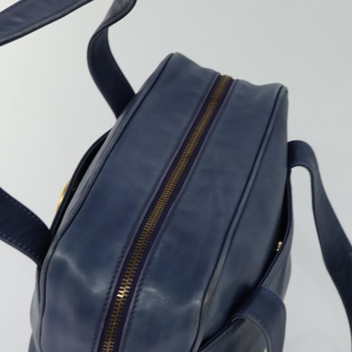 CELINE Hand Bag Leather 2way Blue Gold Auth 122924