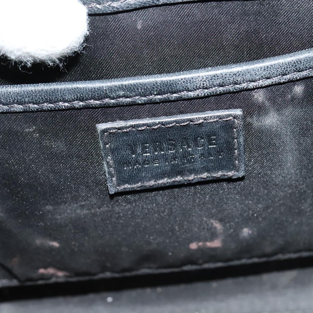 VERSACE Hand Bag Patent leather 2way Black Gold Auth 122926