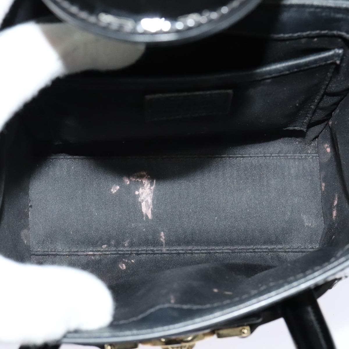 VERSACE Hand Bag Patent leather 2way Black Gold Auth 122926