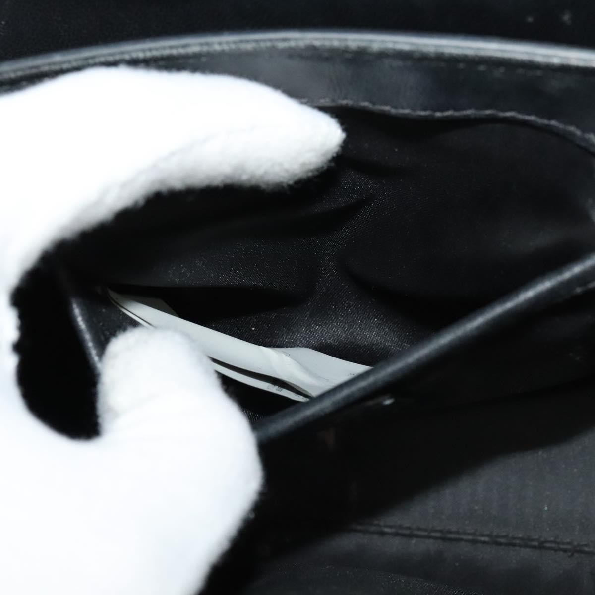 VERSACE Hand Bag Patent leather 2way Black Gold Auth 122926