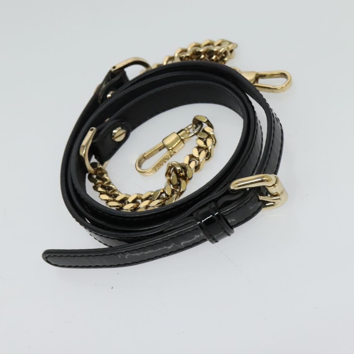 VERSACE Hand Bag Patent leather 2way Black Gold Auth 122926