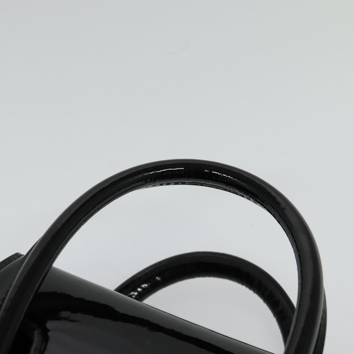 VERSACE Hand Bag Patent leather 2way Black Gold Auth 122926