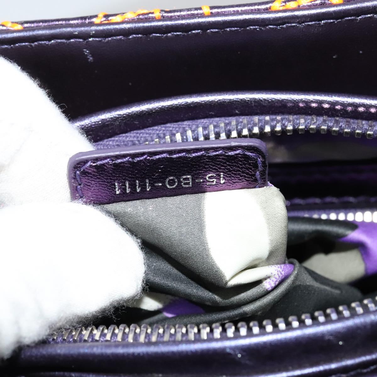 Christian Dior Lady Dior Canage Hand Bag Leather 2way Purple Silver Auth 122927