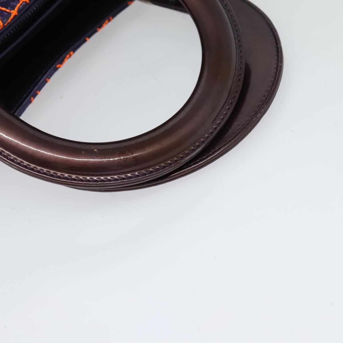 Christian Dior Lady Dior Canage Hand Bag Leather 2way Purple Silver Auth 122927