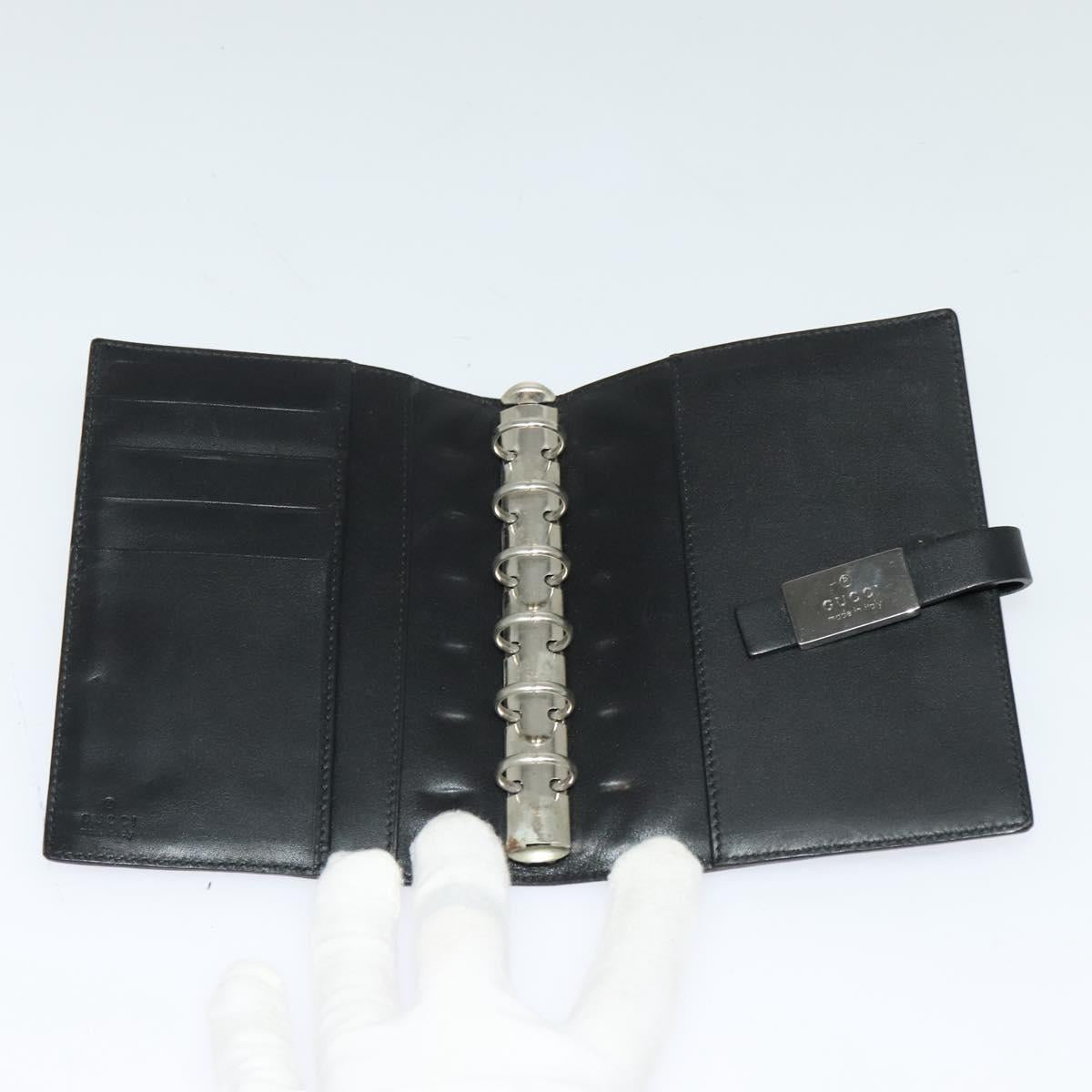 GUCCI Day Planner Cover Leather 2Set Black Auth 122932