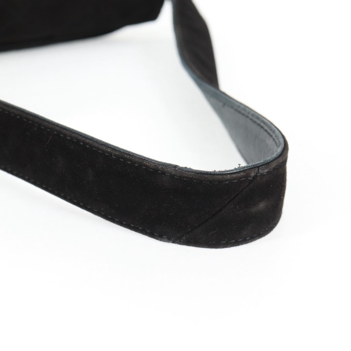 CHANEL Matelasse Shoulder Bag Suede Black Gold CC Auth 122942