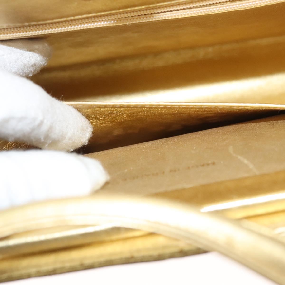 CHANEL Matelasse Hand Bag Lamb Skin Gold Tone CC Auth 122943