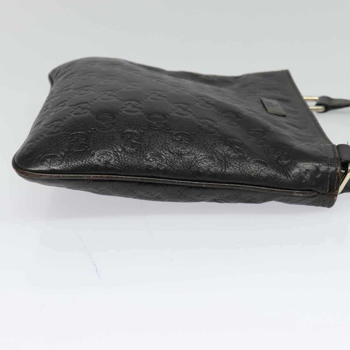 GUCCI GG Canvas Guccissima Bag Leather Dark Brown Gold 201538 Auth 122959