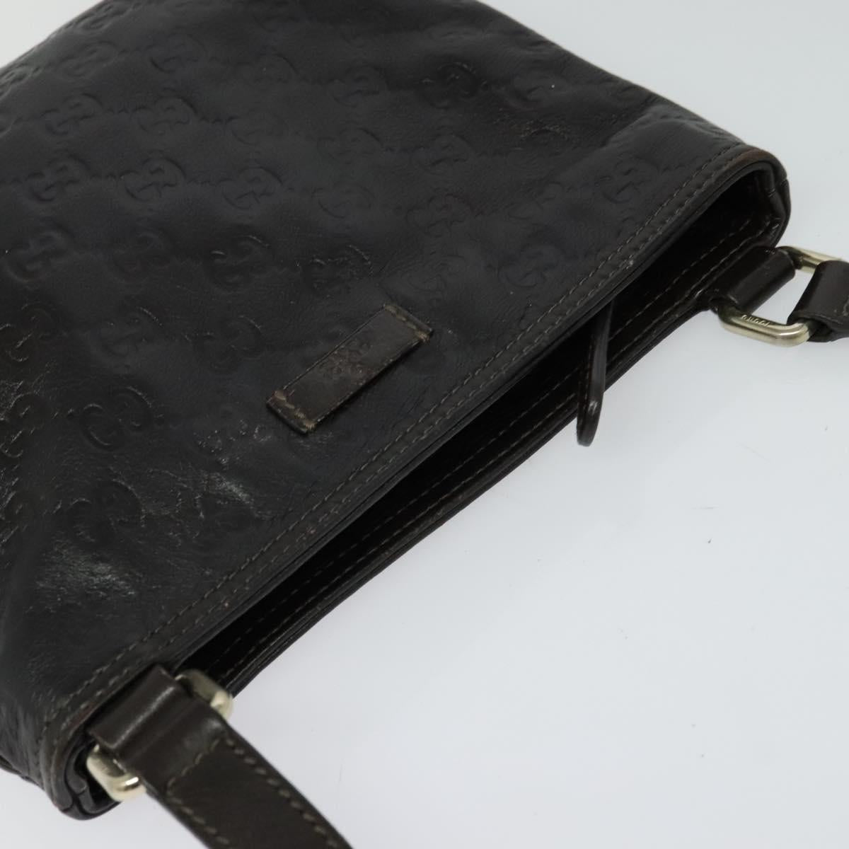 GUCCI GG Canvas Guccissima Bag Leather Dark Brown Gold 201538 Auth 122959