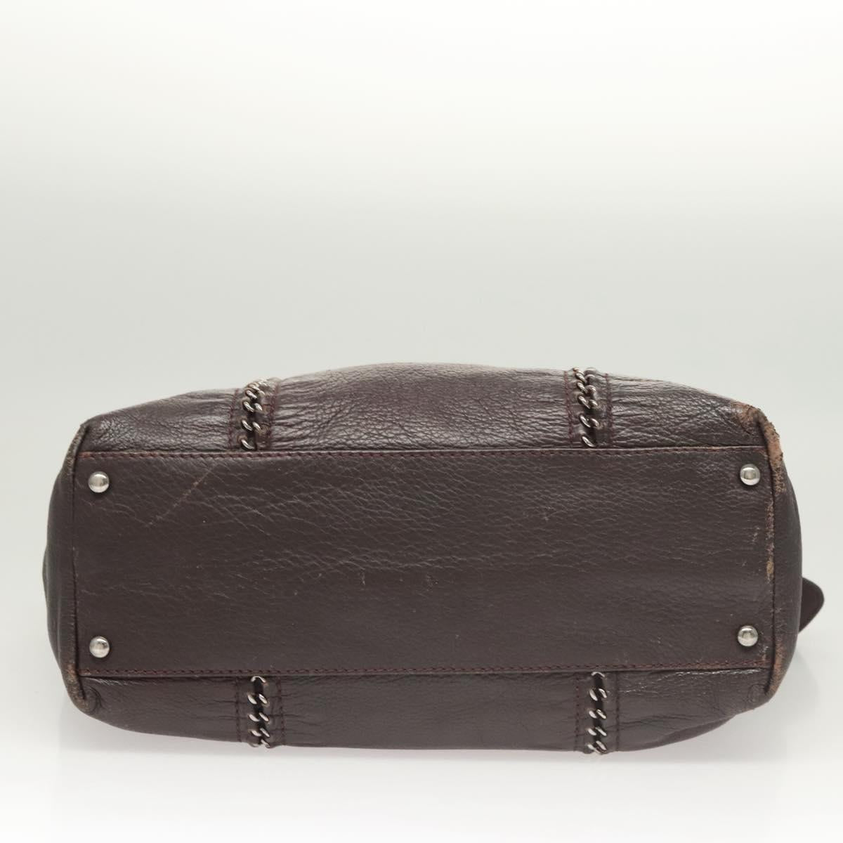 CHANEL COCO Mark Chain Tote Bag Leather Dark Brown CC Auth 122961