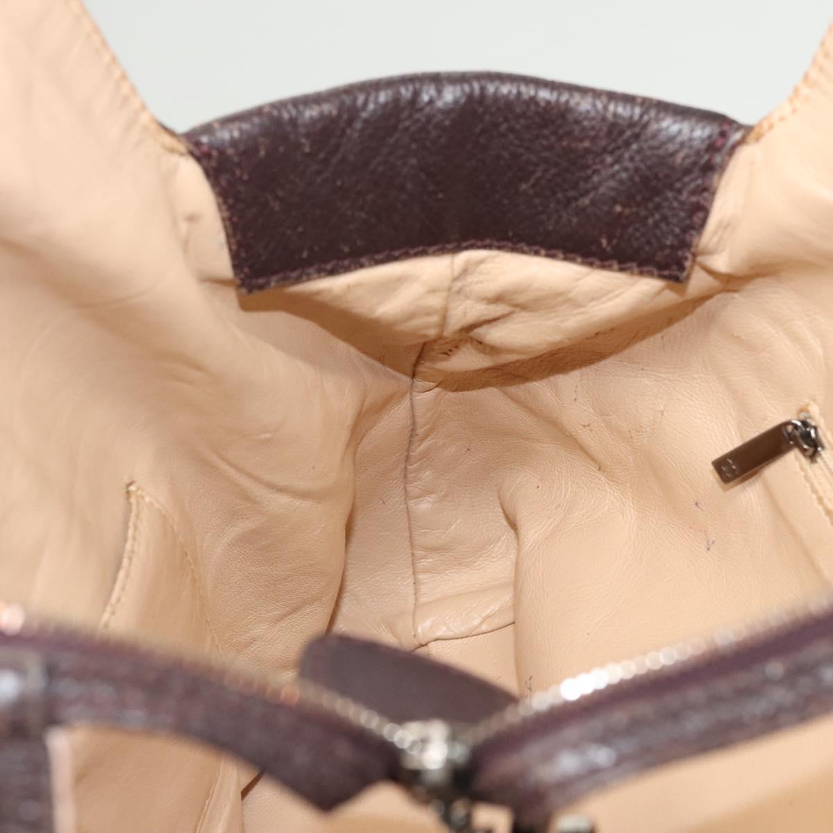 CHANEL COCO Mark Chain Tote Bag Leather Dark Brown CC Auth 122961