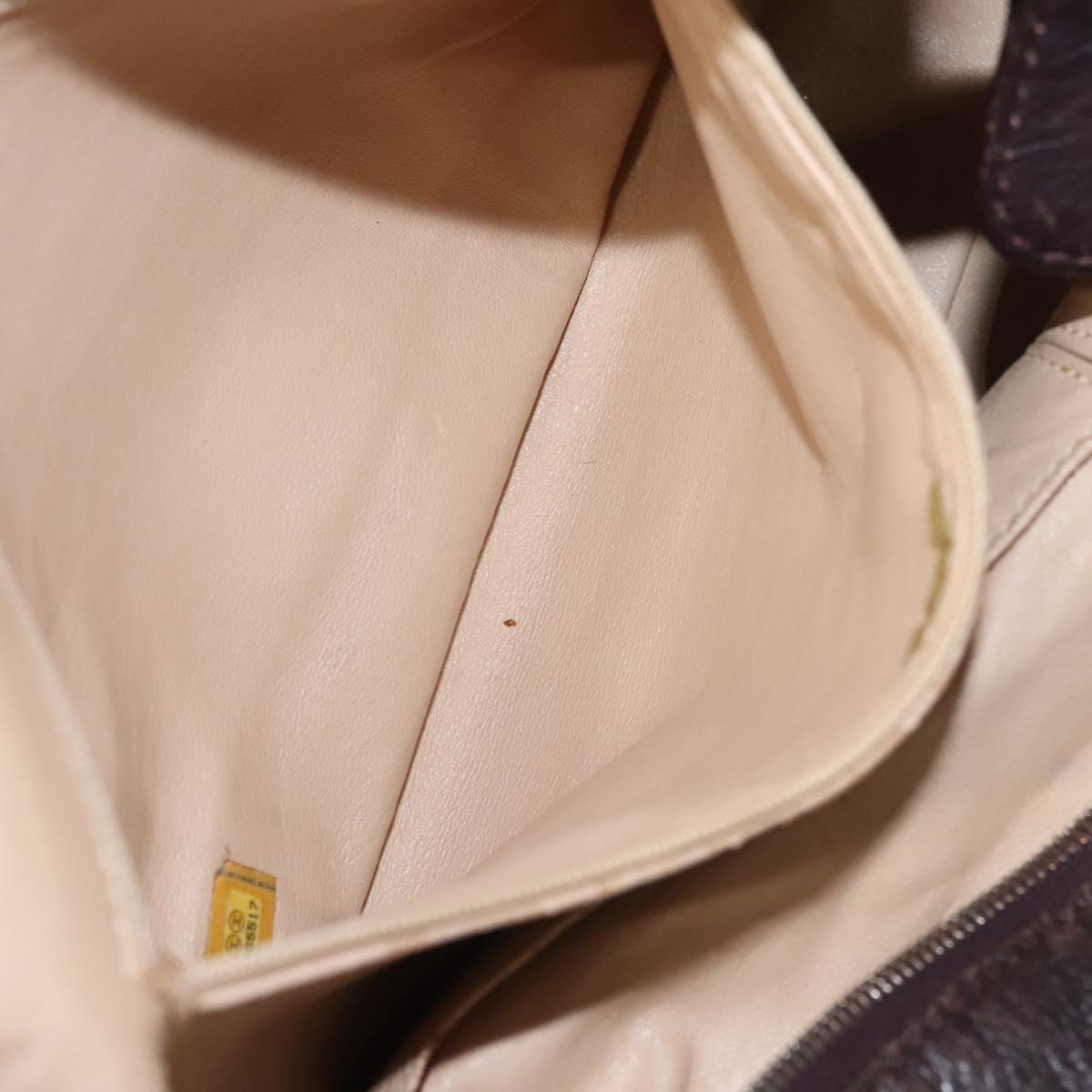 CHANEL COCO Mark Chain Tote Bag Leather Dark Brown CC Auth 122961