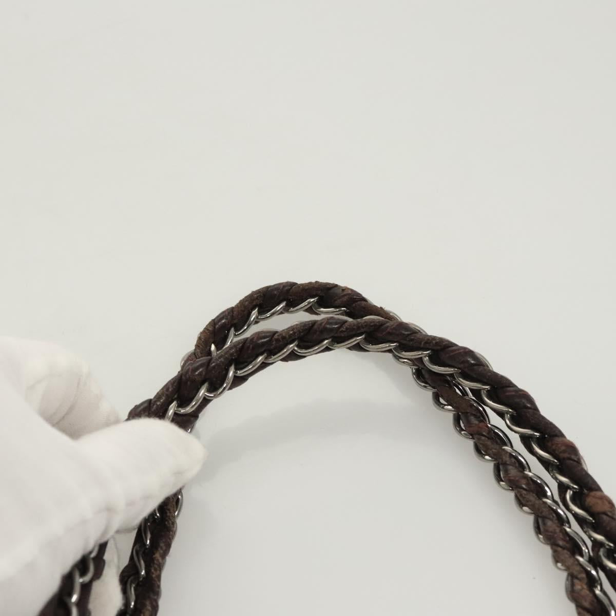 CHANEL COCO Mark Chain Tote Bag Leather Dark Brown CC Auth 122961