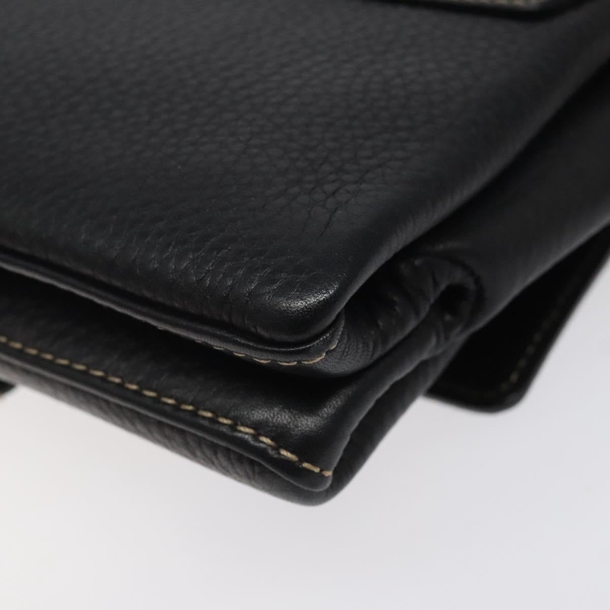 BALLY Shoulder Bag Leather Black Gold Auth 122964