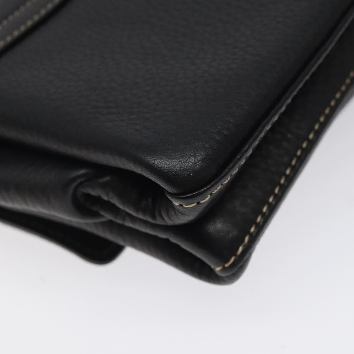 BALLY Shoulder Bag Leather Black Gold Auth 122964