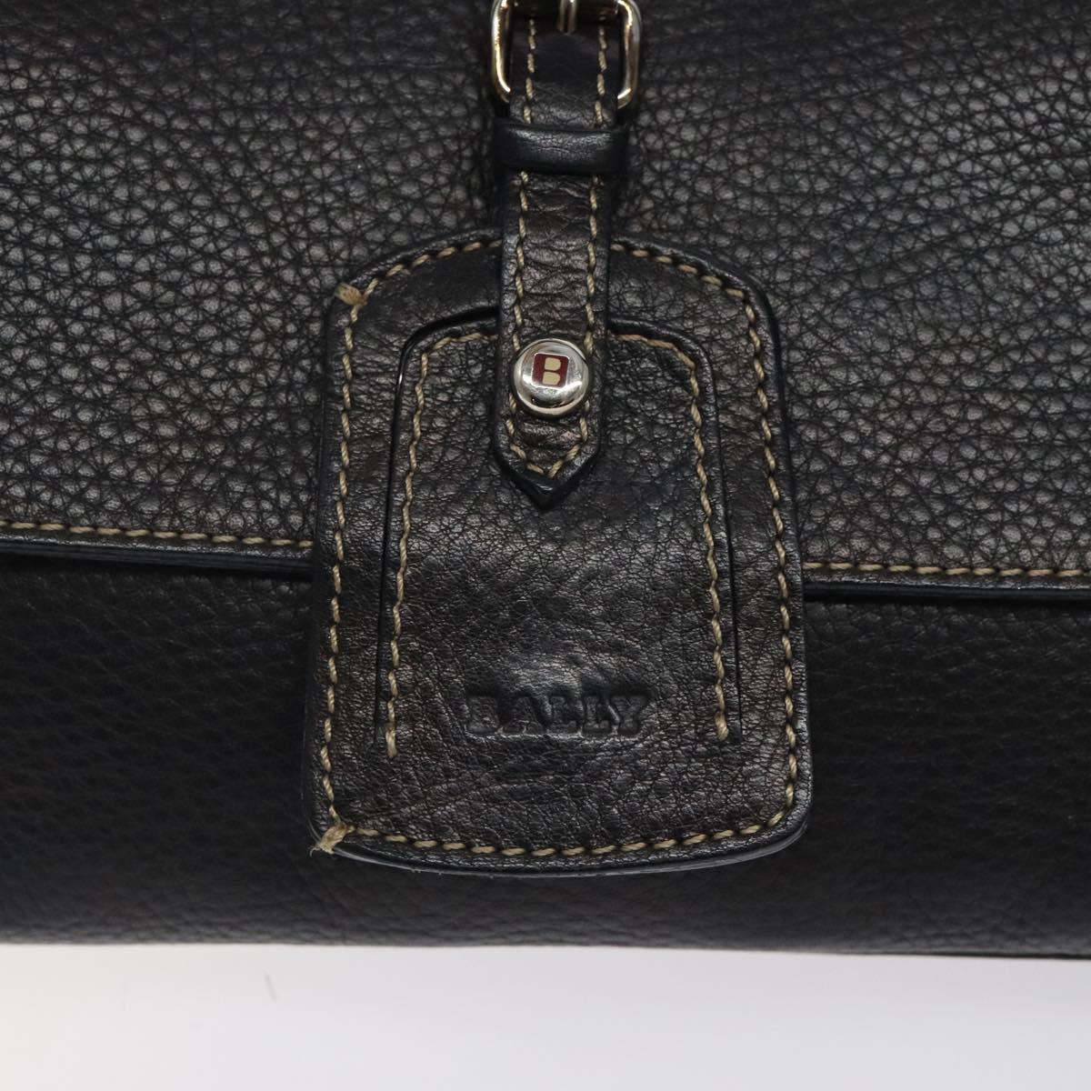 BALLY Shoulder Bag Leather Black Gold Auth 122964