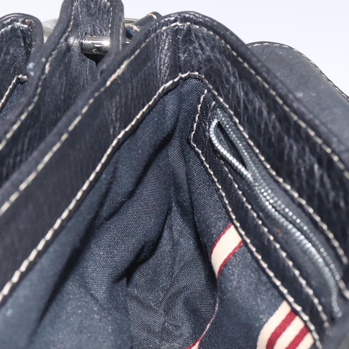 BALLY Shoulder Bag Leather Black Gold Auth 122964