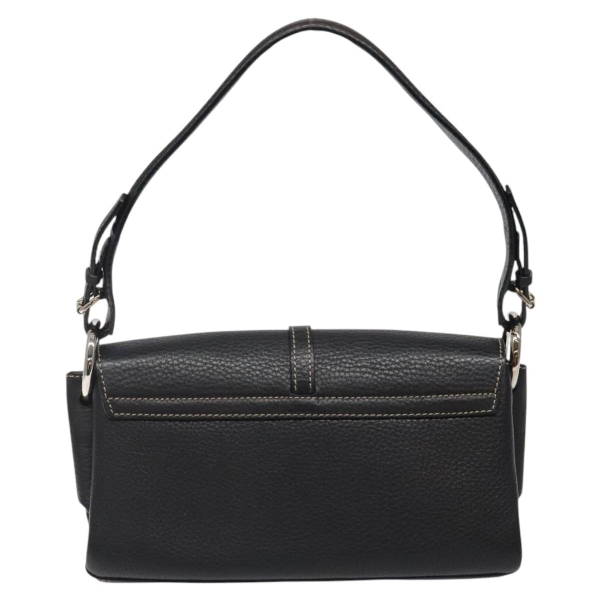 BALLY Shoulder Bag Leather Black Gold Auth 122964