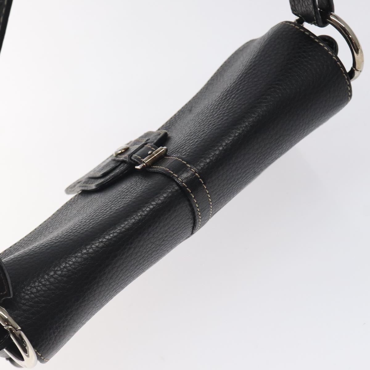 BALLY Shoulder Bag Leather Black Gold Auth 122964