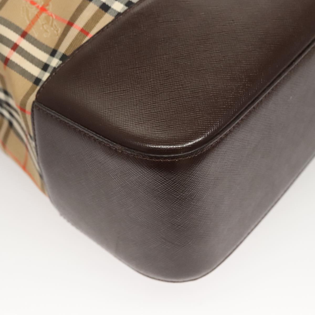 Burberrys Nova Check Tote Bag Canvas Beige Gold Auth 122969