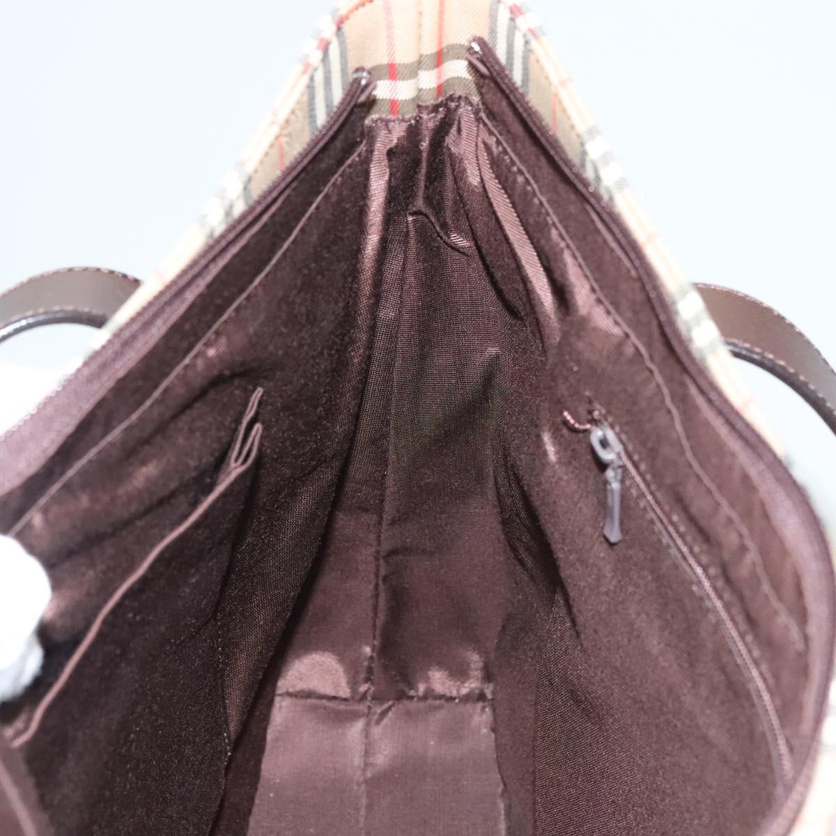 Burberrys Nova Check Tote Bag Canvas Beige Gold Auth 122969