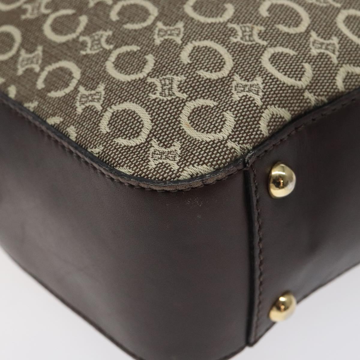 CELINE C Macadam Canvas Hand Bag Brown Gold Auth 122971