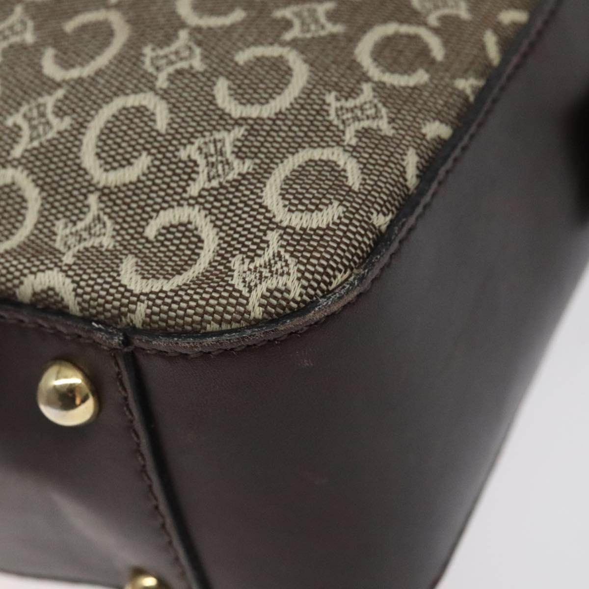 CELINE C Macadam Canvas Hand Bag Brown Gold Auth 122971