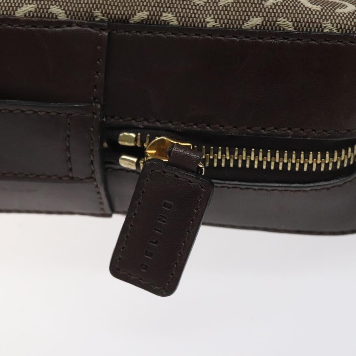 CELINE C Macadam Canvas Hand Bag Brown Gold Auth 122971