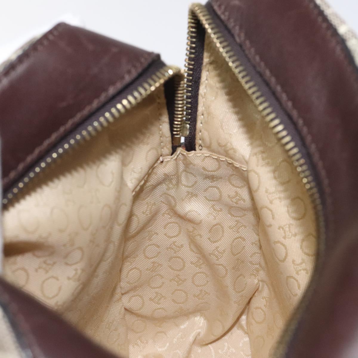 CELINE C Macadam Canvas Hand Bag Brown Gold Auth 122971