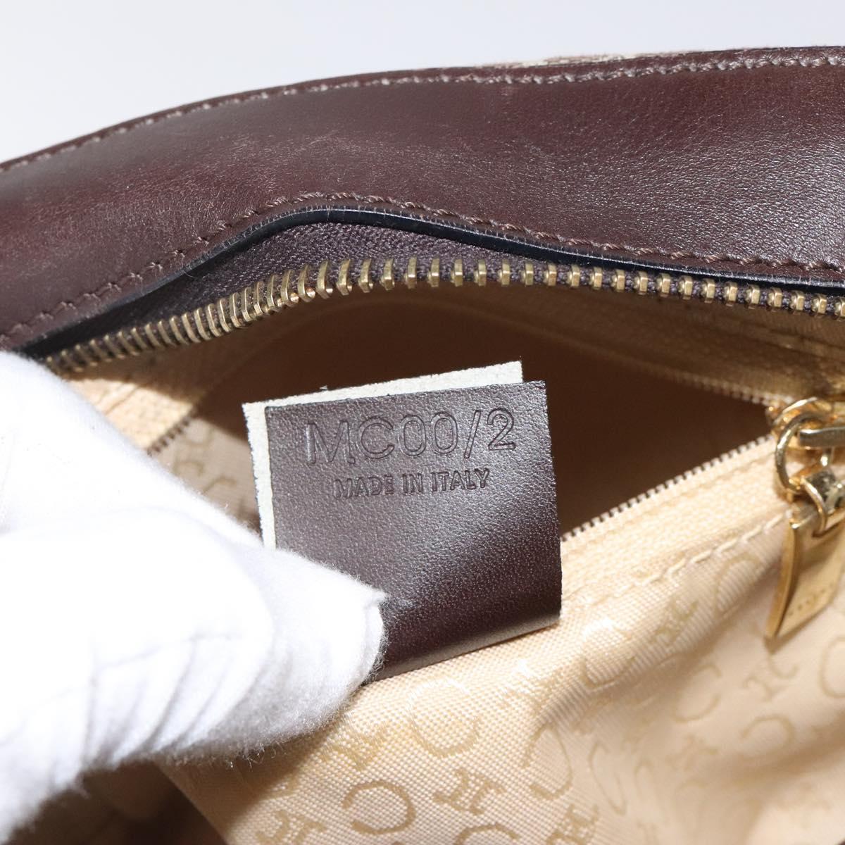 CELINE C Macadam Canvas Hand Bag Brown Gold Auth 122971