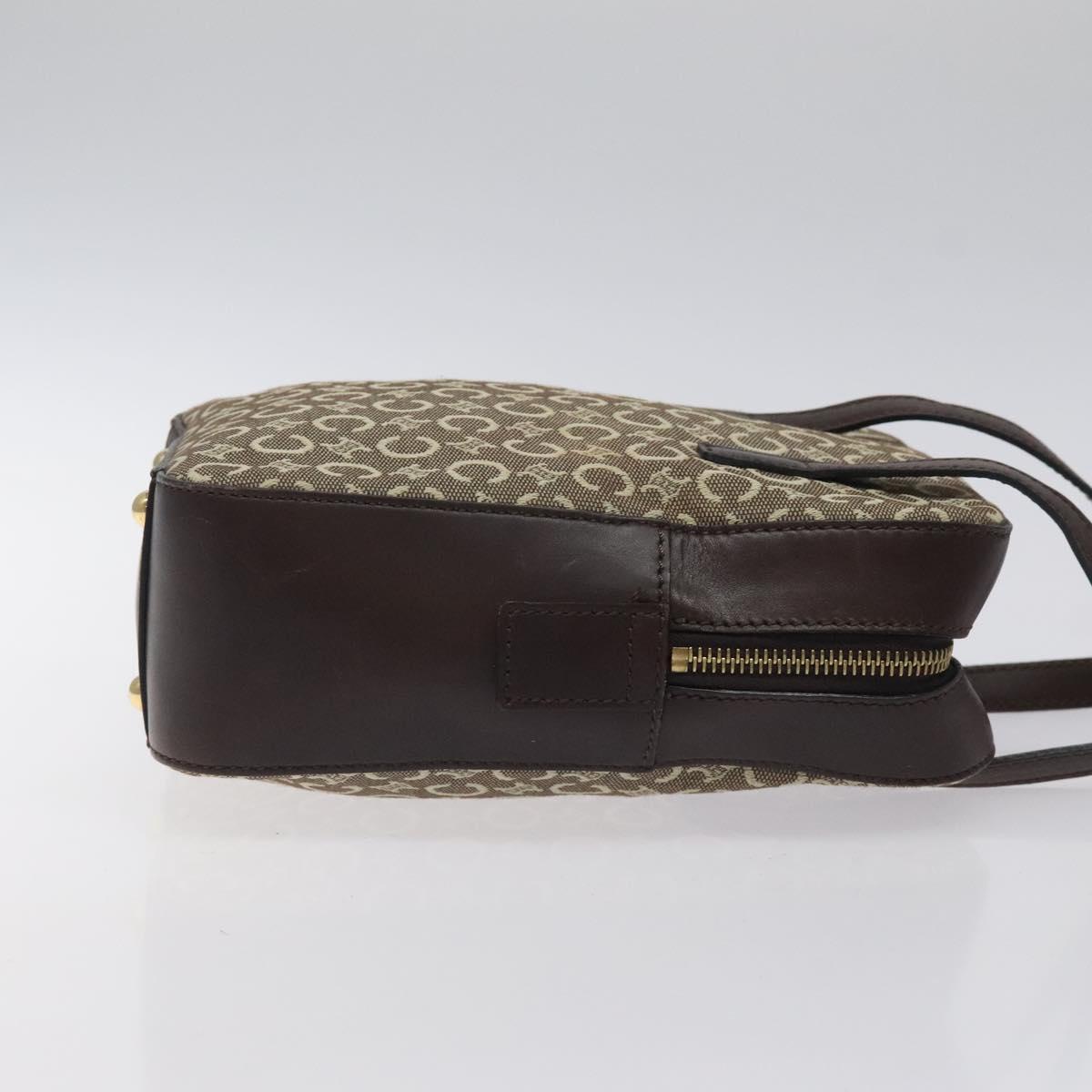 CELINE C Macadam Canvas Hand Bag Brown Gold Auth 122971