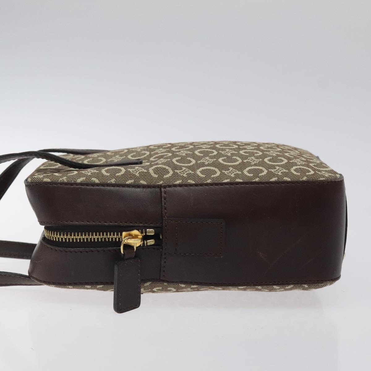 CELINE C Macadam Canvas Hand Bag Brown Gold Auth 122971