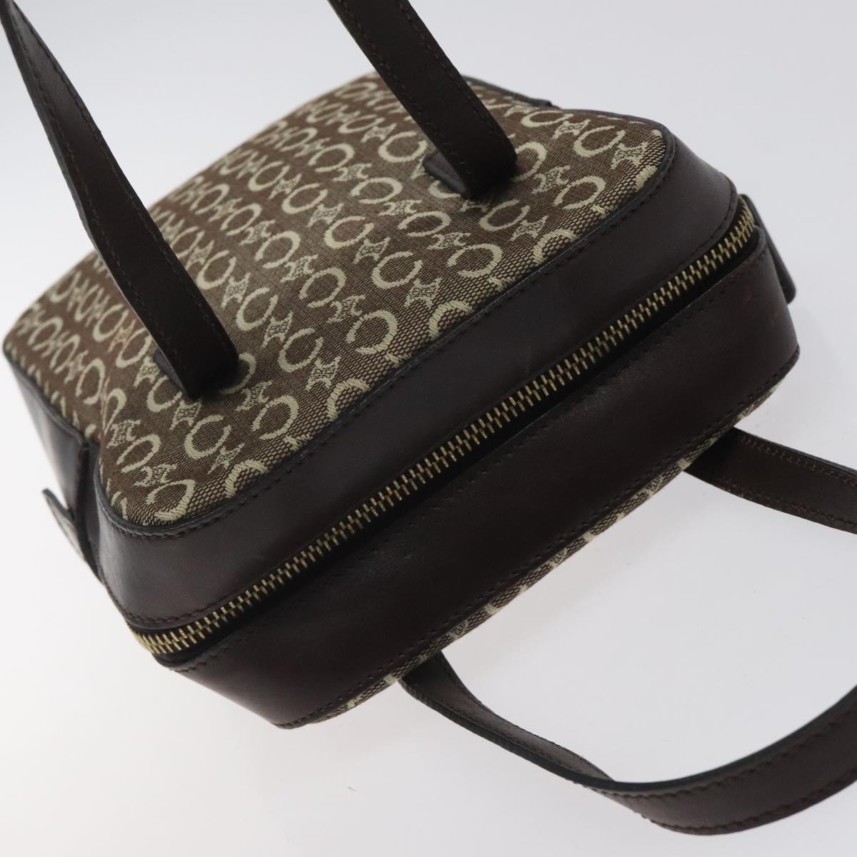 CELINE C Macadam Canvas Hand Bag Brown Gold Auth 122971