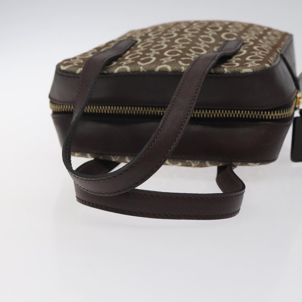 CELINE C Macadam Canvas Hand Bag Brown Gold Auth 122971