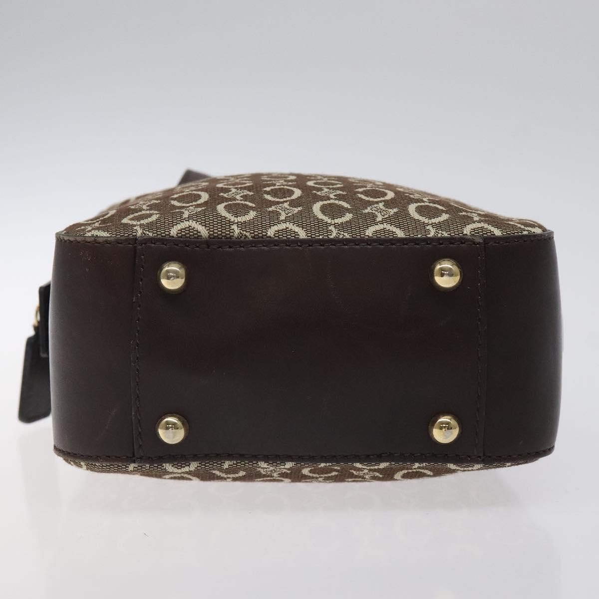 CELINE C Macadam Canvas Hand Bag Brown Gold Auth 122971