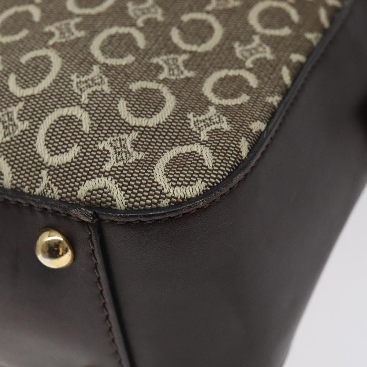 CELINE C Macadam Canvas Hand Bag Brown Gold Auth 122971