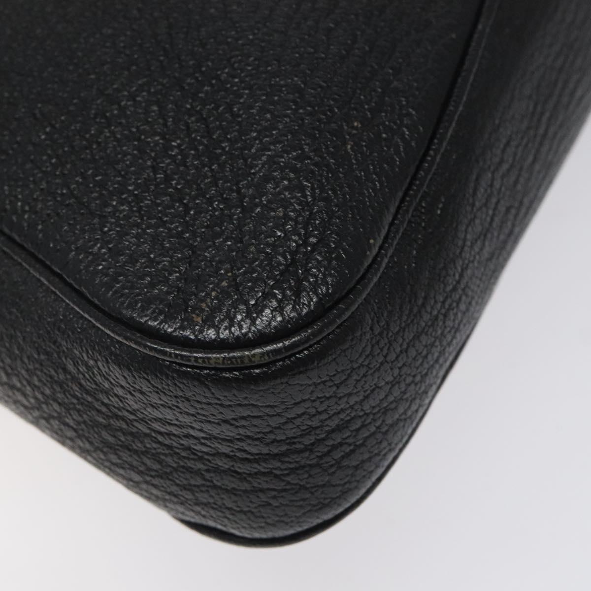 Salvatore Ferragamo Shoulder Bag Leather Black Silver Auth 122972