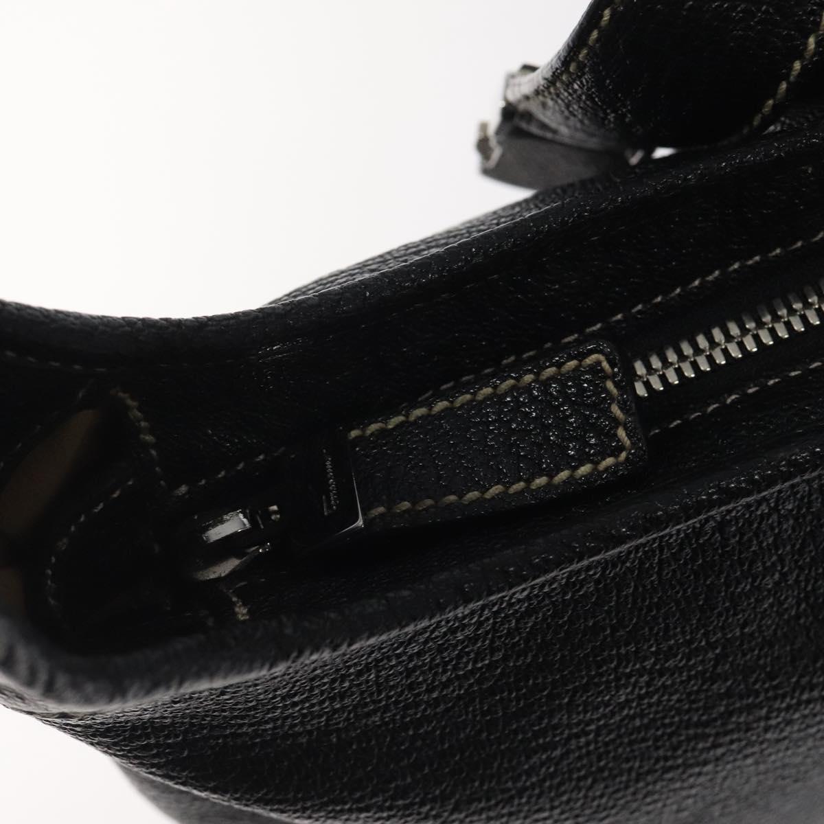 Salvatore Ferragamo Shoulder Bag Leather Black Silver Auth 122972