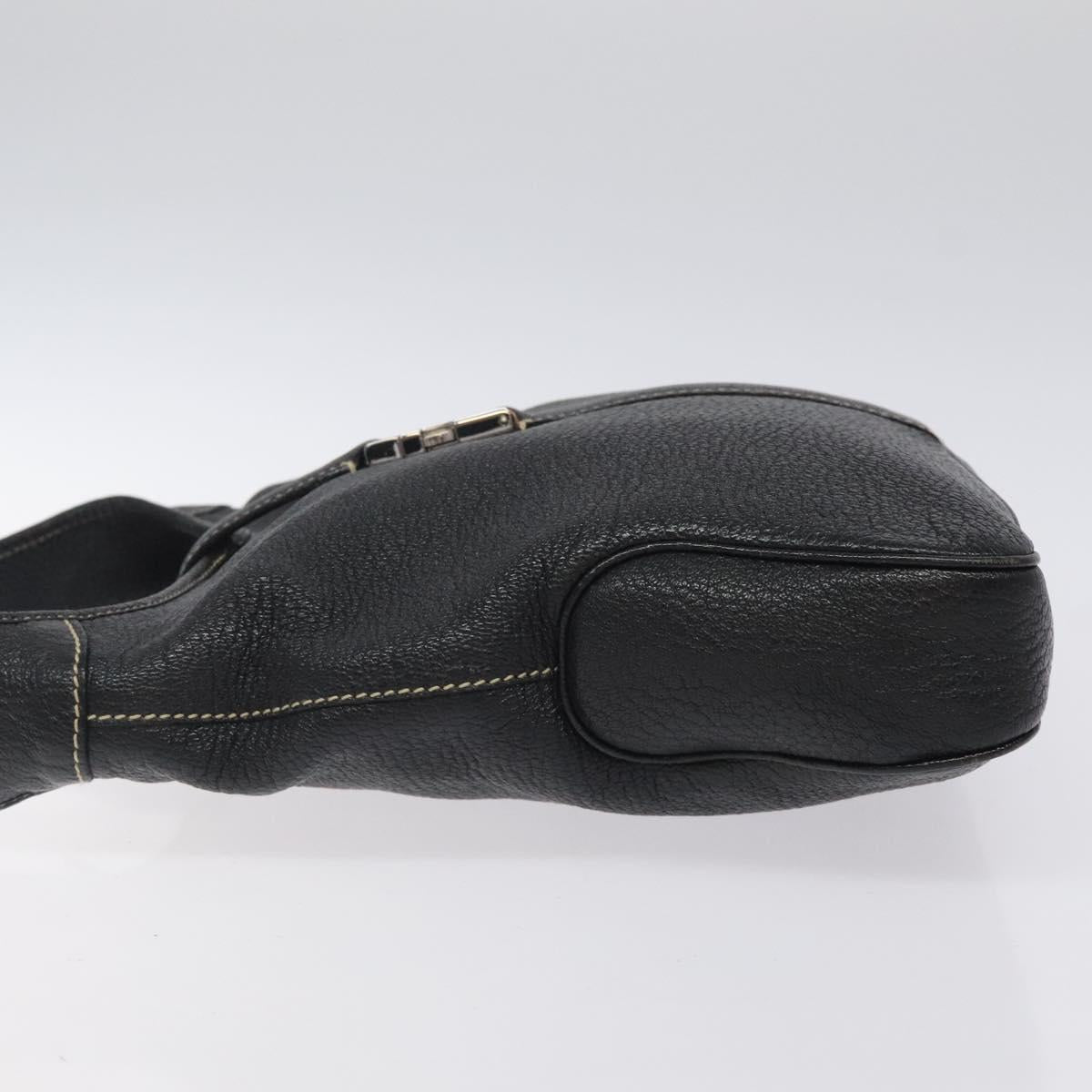 Salvatore Ferragamo Shoulder Bag Leather Black Silver Auth 122972