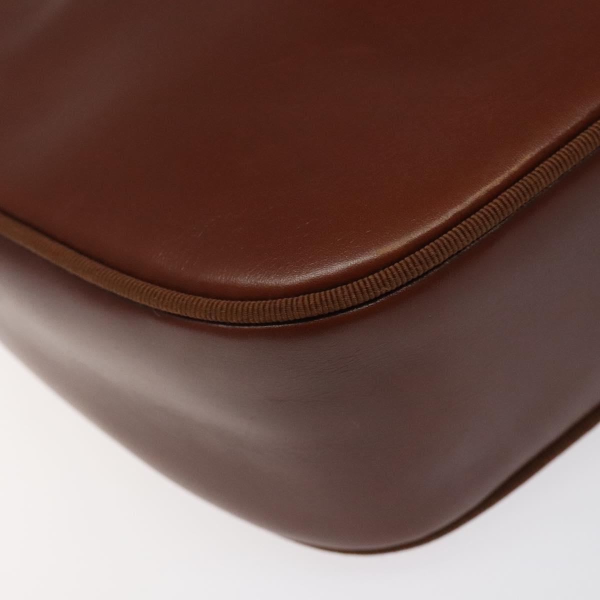 Salvatore Ferragamo Shoulder Bag Leather Brown Gold Auth 122973