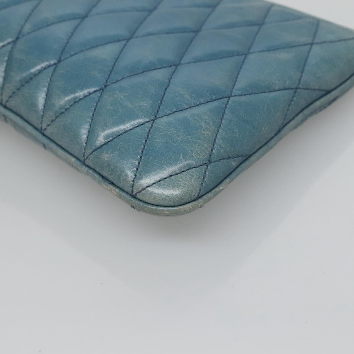 Miu Miu Shoulder Bag Leather Light Blue Gold Auth 122974