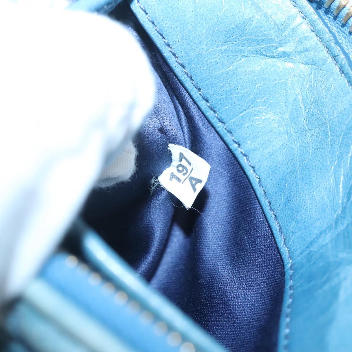 Miu Miu Shoulder Bag Leather Light Blue Gold Auth 122974